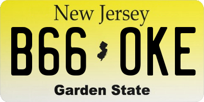 NJ license plate B66OKE