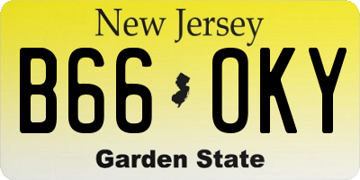NJ license plate B66OKY