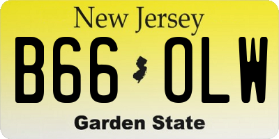 NJ license plate B66OLW