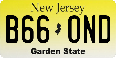 NJ license plate B66OND