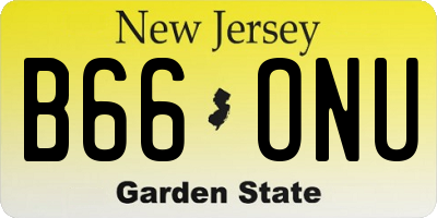 NJ license plate B66ONU