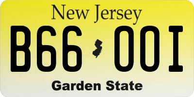 NJ license plate B66OOI