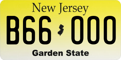 NJ license plate B66OOO