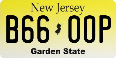 NJ license plate B66OOP