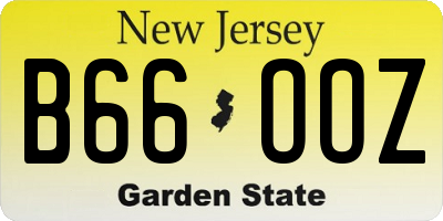 NJ license plate B66OOZ