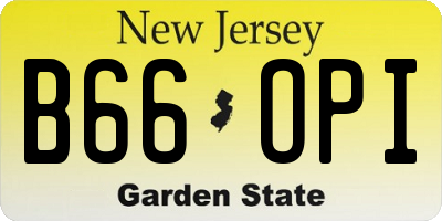 NJ license plate B66OPI