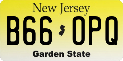 NJ license plate B66OPQ