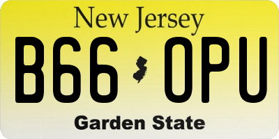 NJ license plate B66OPU