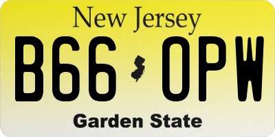NJ license plate B66OPW