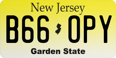 NJ license plate B66OPY