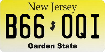 NJ license plate B66OQI