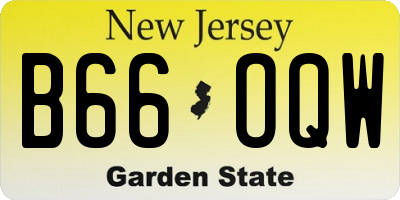 NJ license plate B66OQW