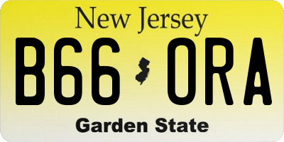 NJ license plate B66ORA