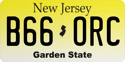 NJ license plate B66ORC