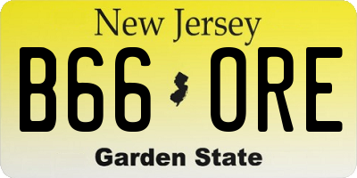 NJ license plate B66ORE