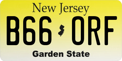 NJ license plate B66ORF