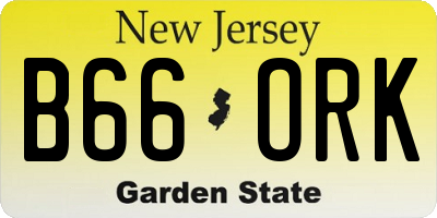 NJ license plate B66ORK