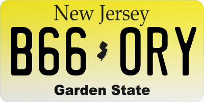 NJ license plate B66ORY