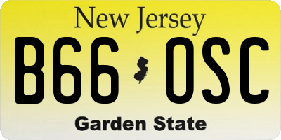 NJ license plate B66OSC