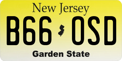 NJ license plate B66OSD
