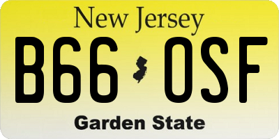 NJ license plate B66OSF