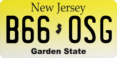 NJ license plate B66OSG