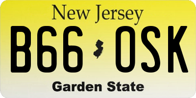 NJ license plate B66OSK