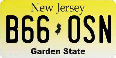 NJ license plate B66OSN