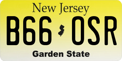 NJ license plate B66OSR