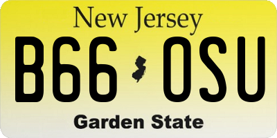 NJ license plate B66OSU