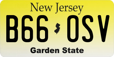 NJ license plate B66OSV