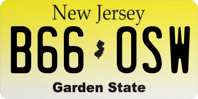 NJ license plate B66OSW