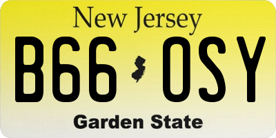 NJ license plate B66OSY
