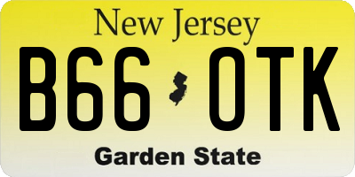 NJ license plate B66OTK
