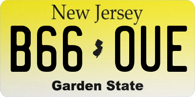 NJ license plate B66OUE