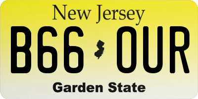 NJ license plate B66OUR