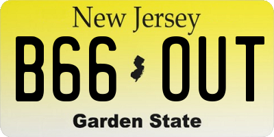 NJ license plate B66OUT