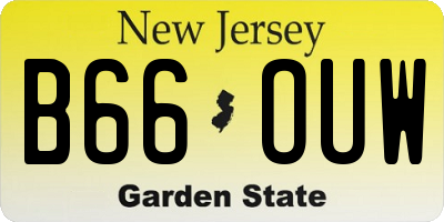 NJ license plate B66OUW