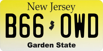 NJ license plate B66OWD