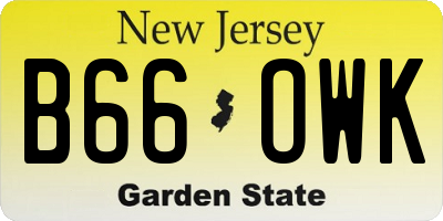 NJ license plate B66OWK