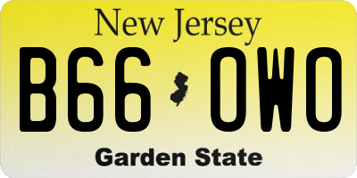 NJ license plate B66OWO