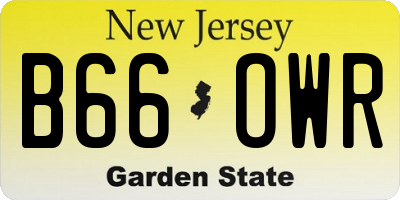 NJ license plate B66OWR