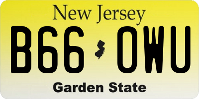 NJ license plate B66OWU