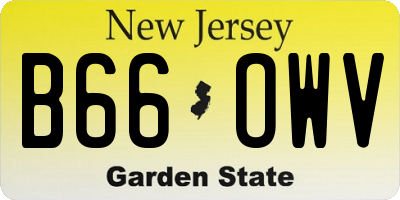 NJ license plate B66OWV