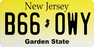 NJ license plate B66OWY