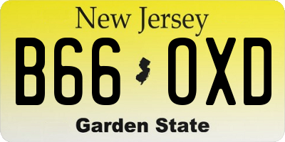 NJ license plate B66OXD