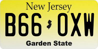 NJ license plate B66OXW
