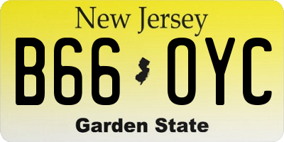 NJ license plate B66OYC