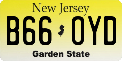 NJ license plate B66OYD