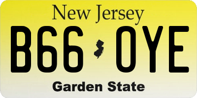 NJ license plate B66OYE